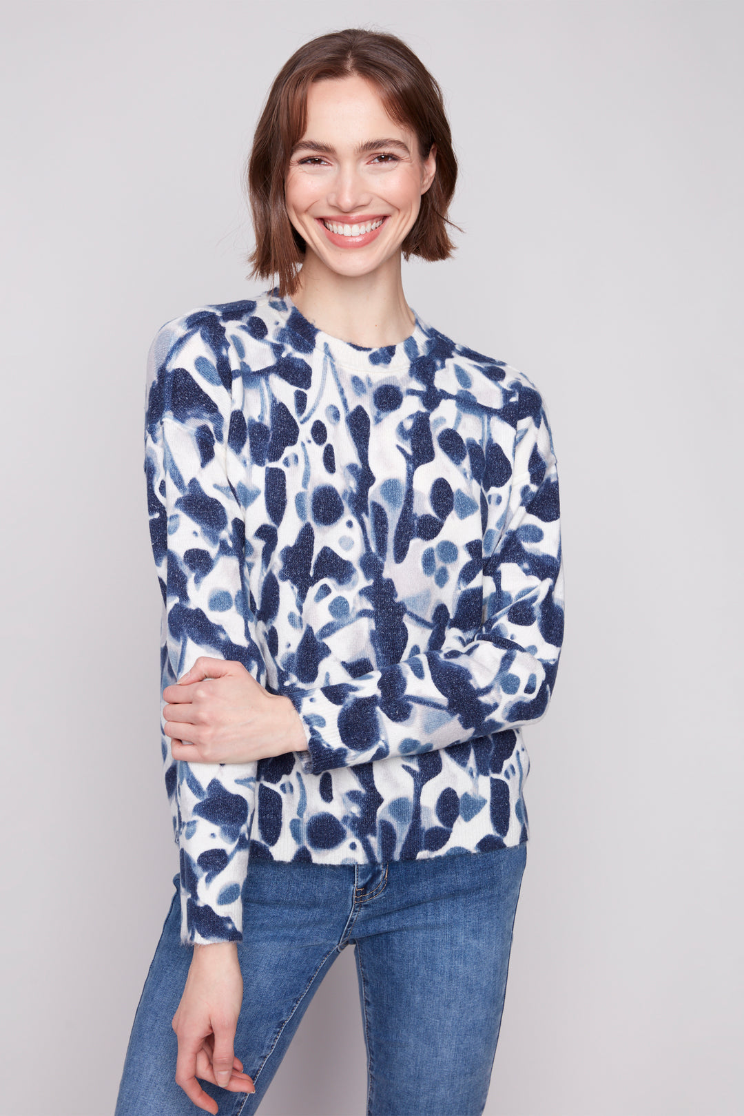 SMUDGE REVERSIBLE PRINTED SWEATER TOP
