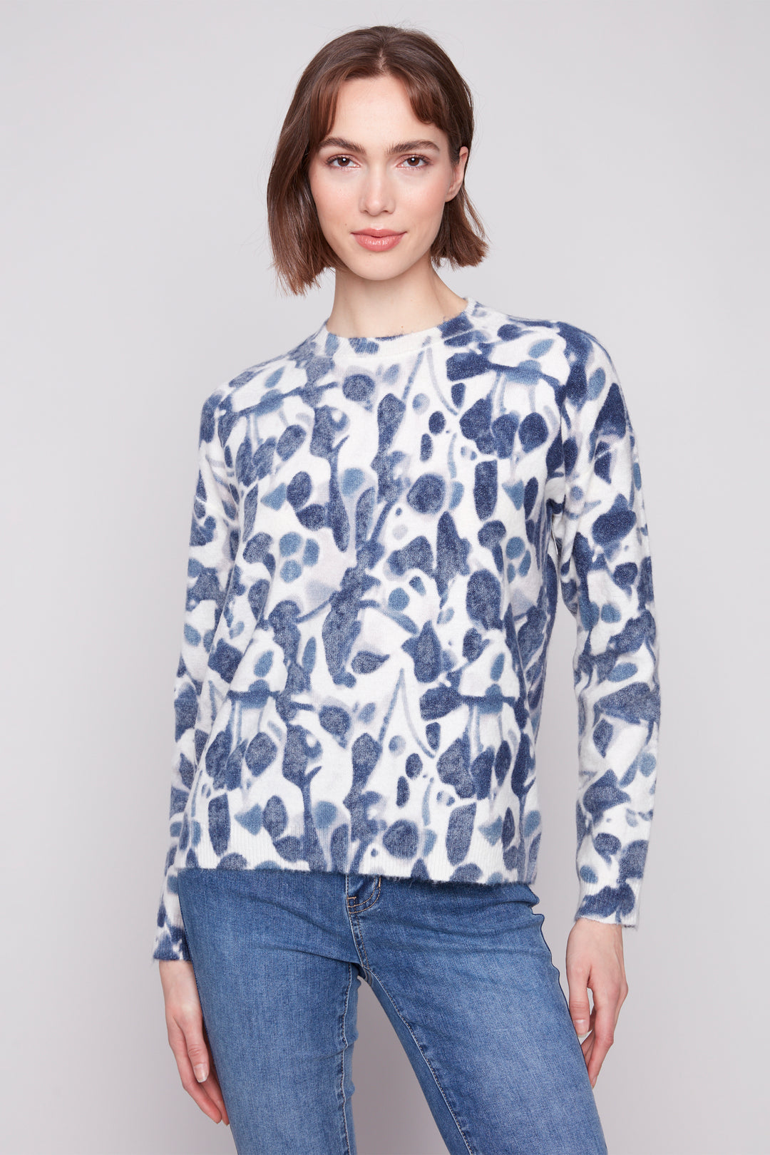 SMUDGE REVERSIBLE PRINTED SWEATER TOP