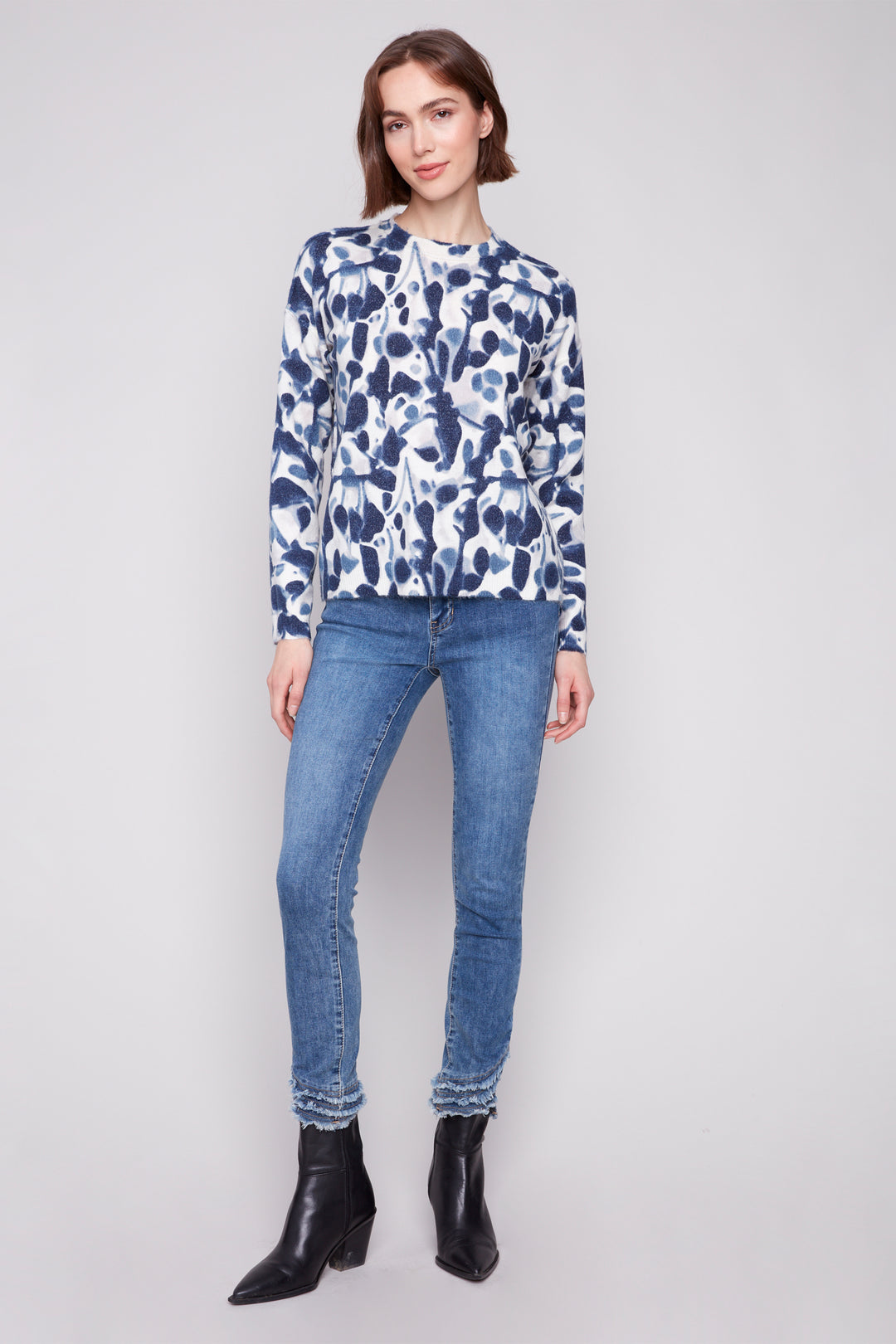 SMUDGE REVERSIBLE PRINTED SWEATER TOP