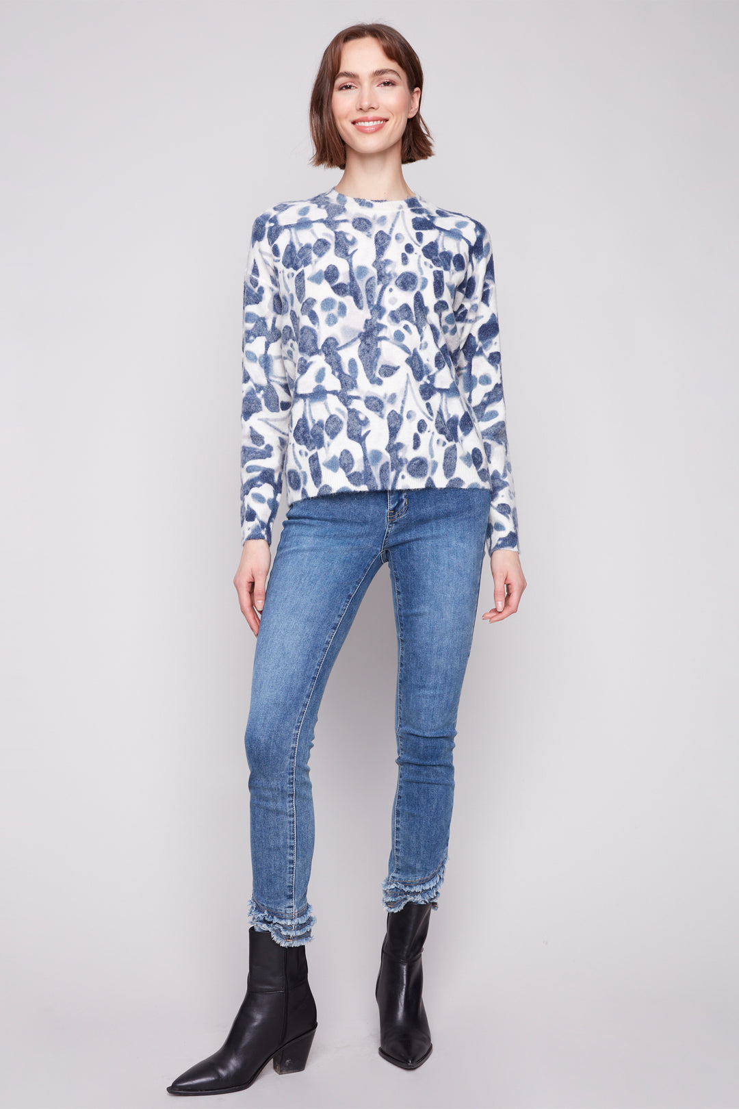 SMUDGE REVERSIBLE PRINTED SWEATER TOP