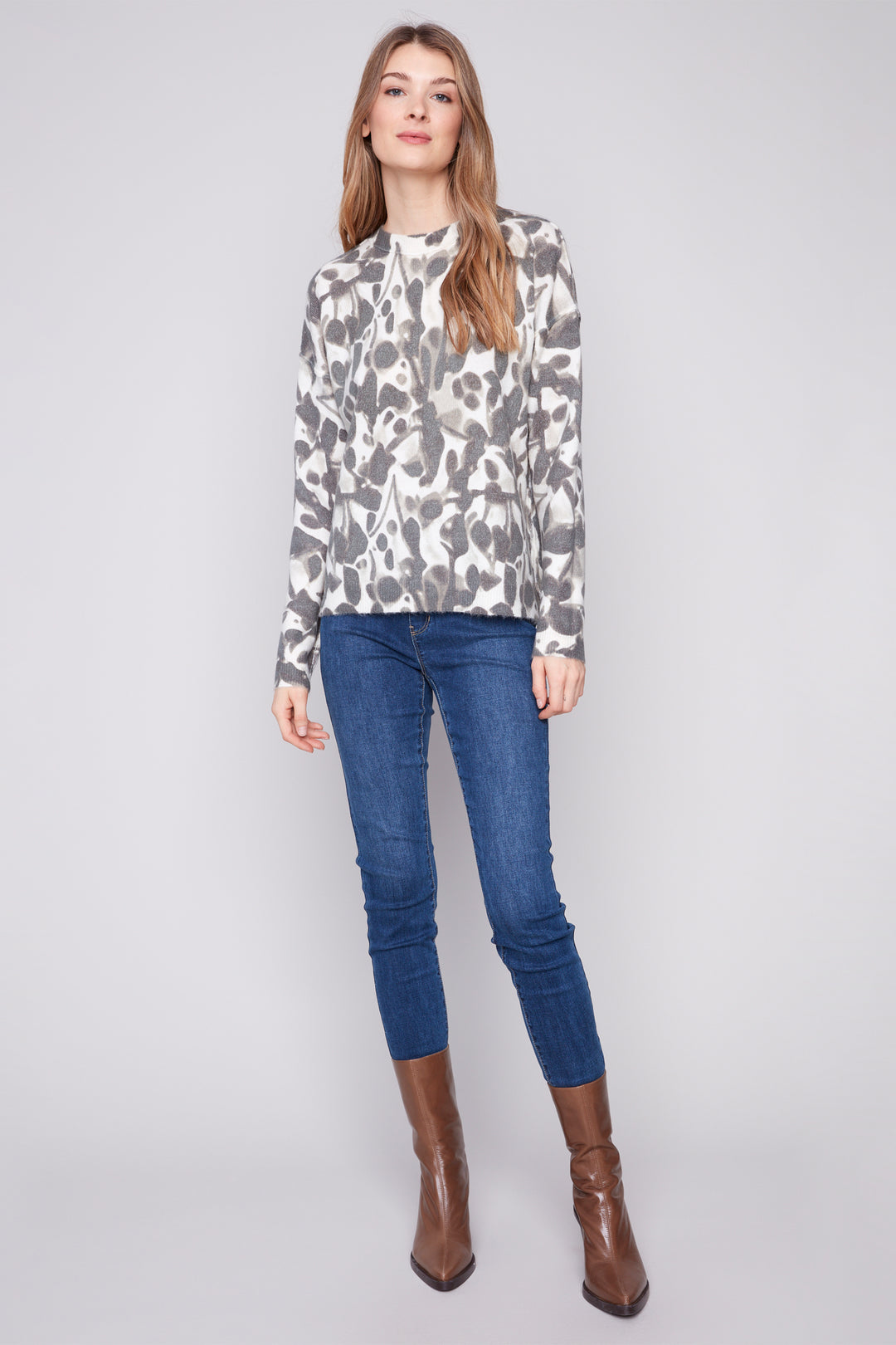 SMUDGE REVERSIBLE PRINTED SWEATER TOP