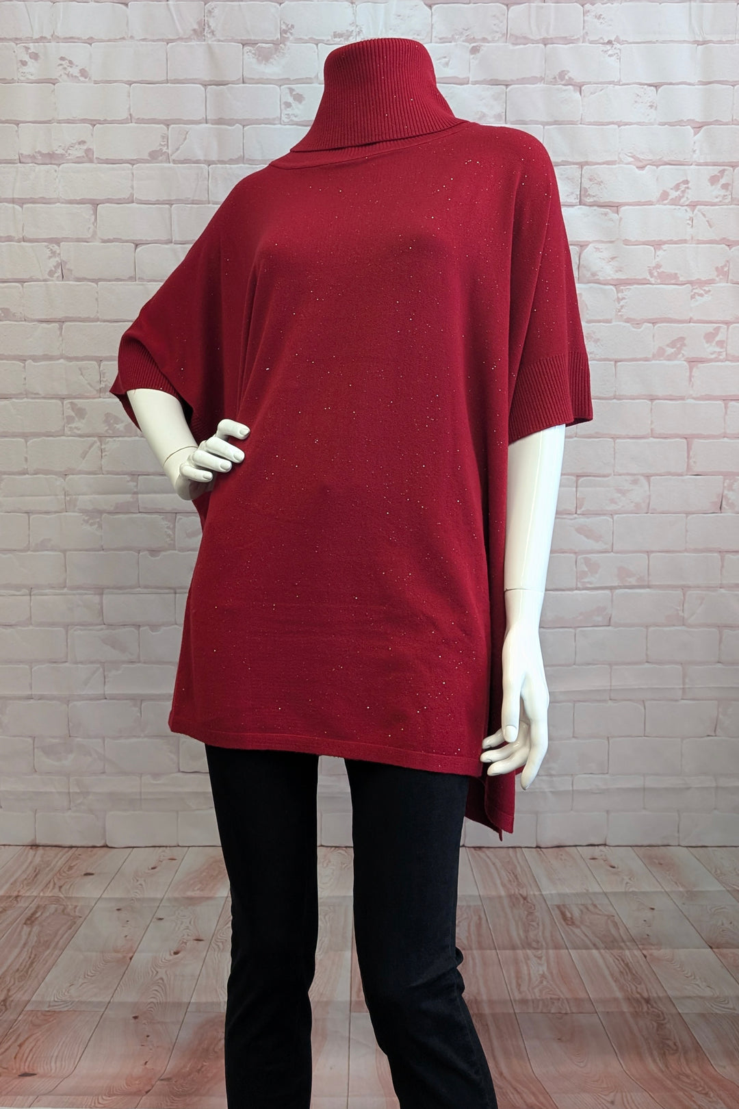 COWL NECK GLITTER PONCHO