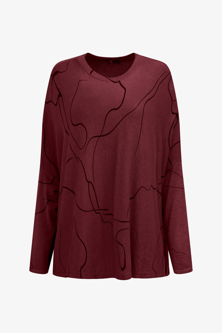 SQUIGGLE PRINT DOLMAN SWEATER TOP