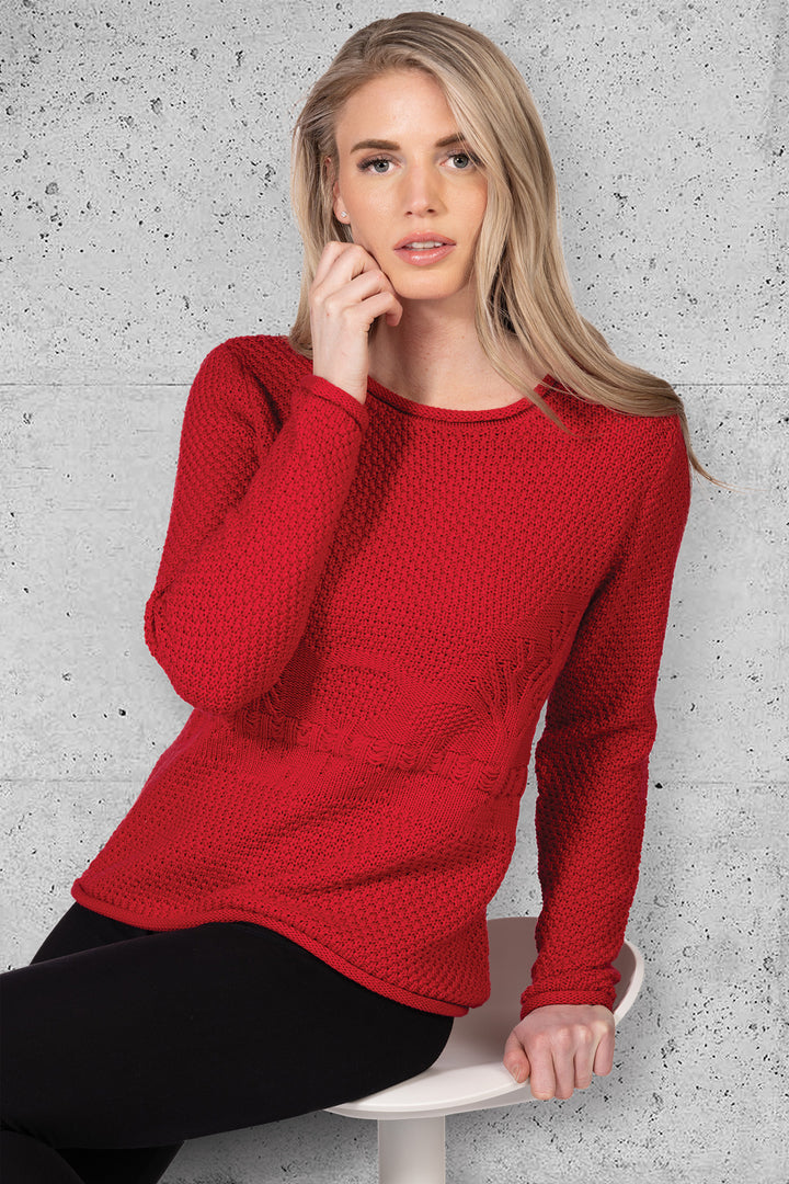 TEXTURED TREES LS SWEATER TOP