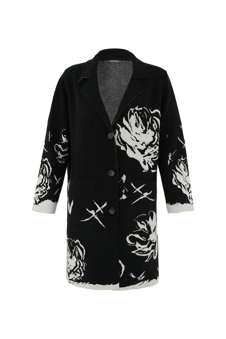 ROSE PRINT KNIT COAT