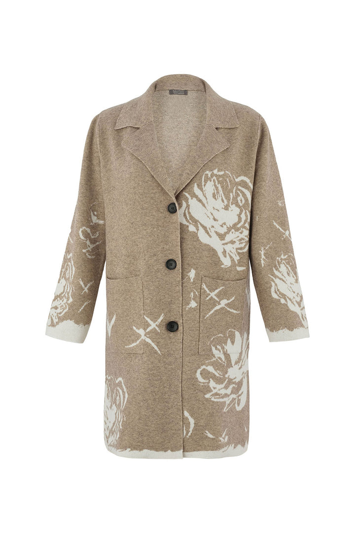 ROSE PRINT KNIT COAT