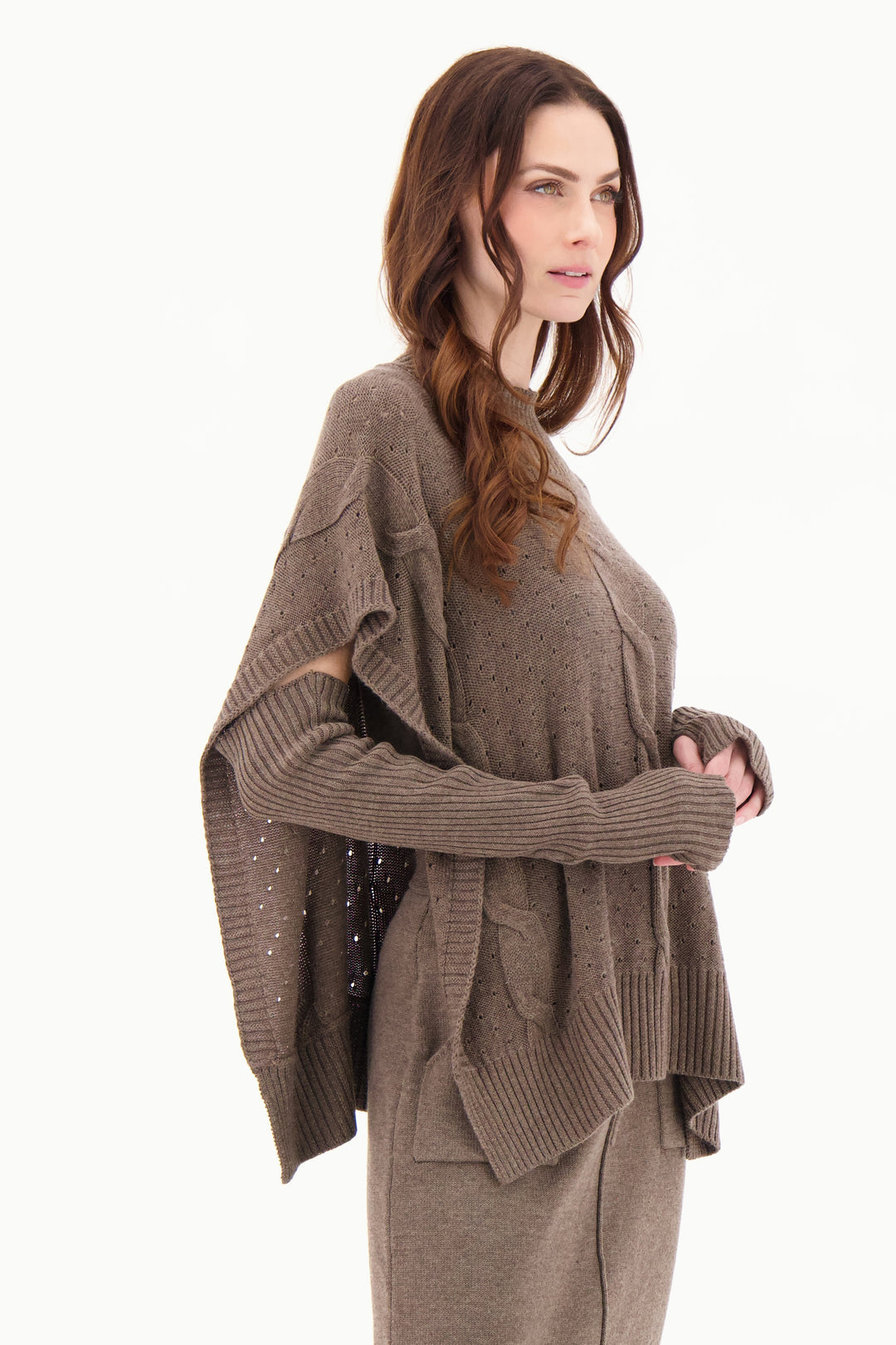 CABLE KNIT PONCHO