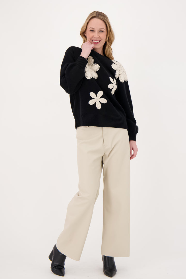 SWEATER WITH CROCHET FLOWERS