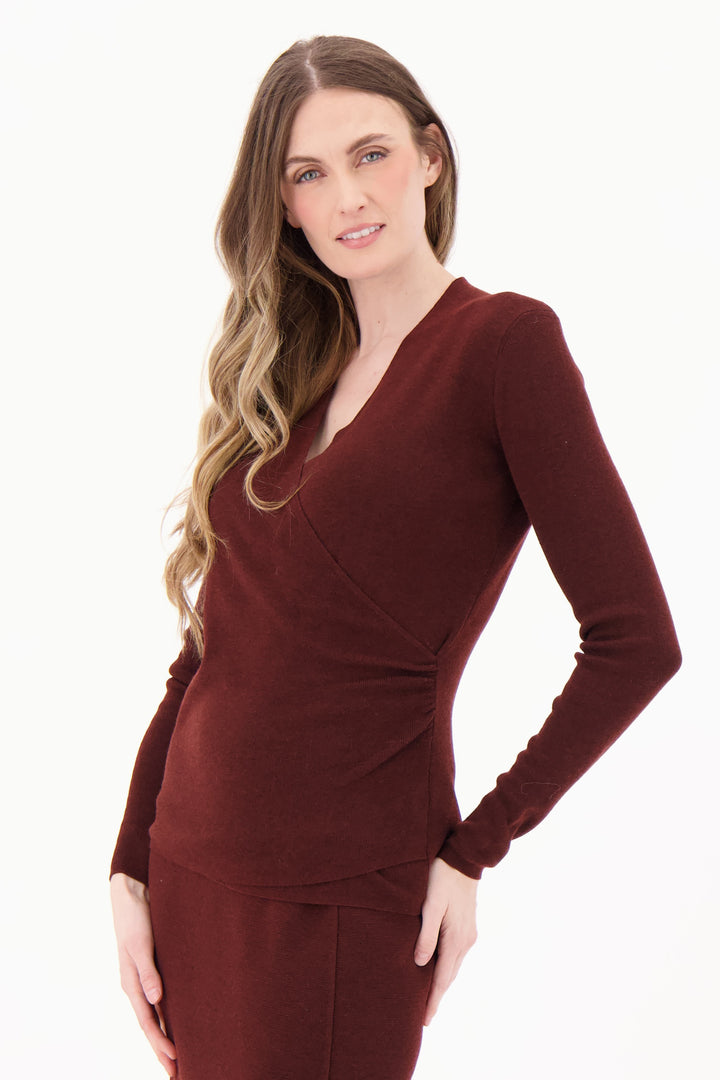 WRAP FRONT SWEATER TOP