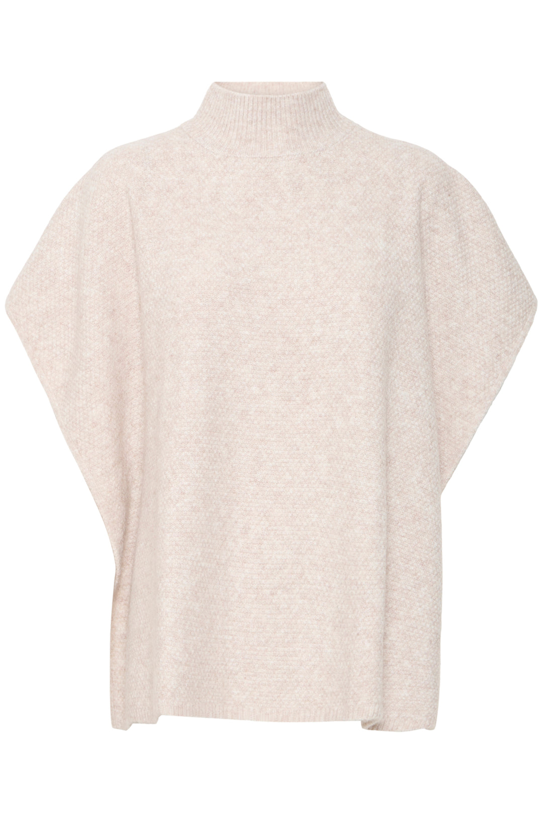 B.YOUNG Fall 2025 
This loose, soft poncho with a refined mock neck offers elegant layering over denim blending comfort with refined style.