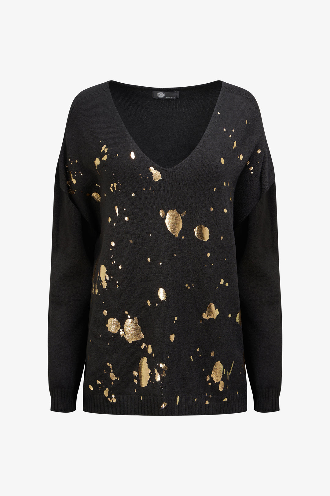 V-NECK TOP WITH SPLATTER PRINT