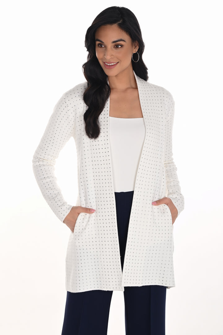 Frank Lyman Fall 2025 
Experience effortless elegance with this coatigan crafted from super soft knit fabric for ultimate comfort.