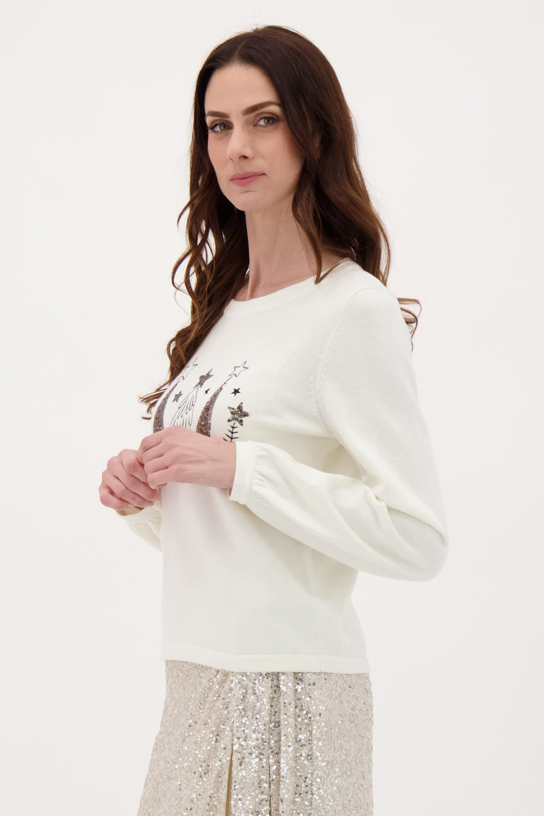 MULTI TREES CREW SWEATER