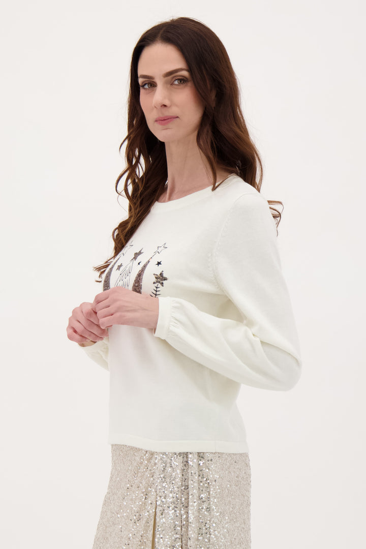 MULTI TREES CREW SWEATER