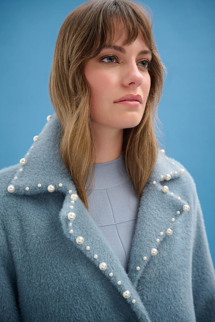 FEATHER YARN PEARL COLLAR COAT