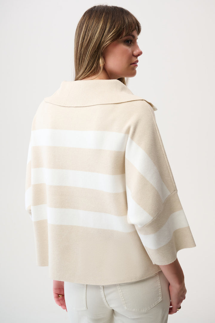 STRIPE TURTLENECK TOP WITH ZIPPER