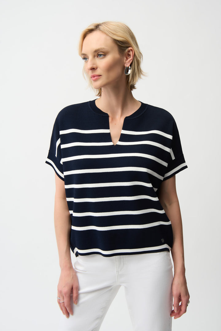 STRIPE SPLIT NECK TOP