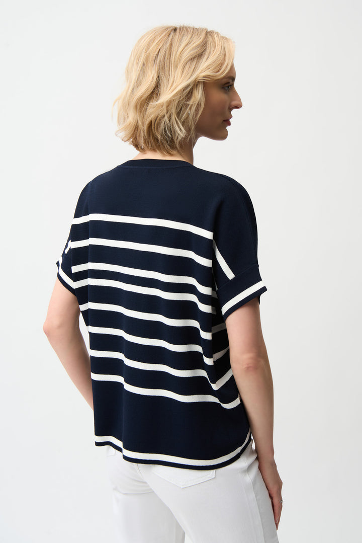 STRIPE SPLIT NECK TOP
