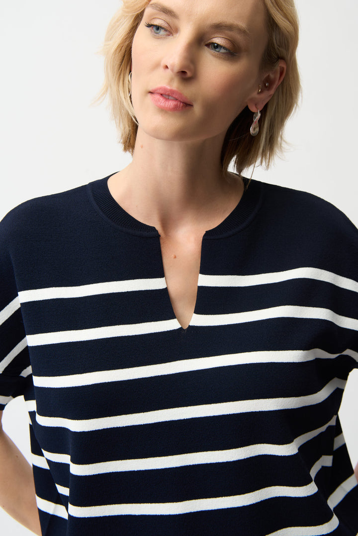 STRIPE SPLIT NECK TOP