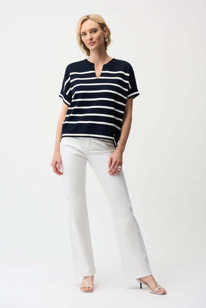 STRIPE SPLIT NECK TOP