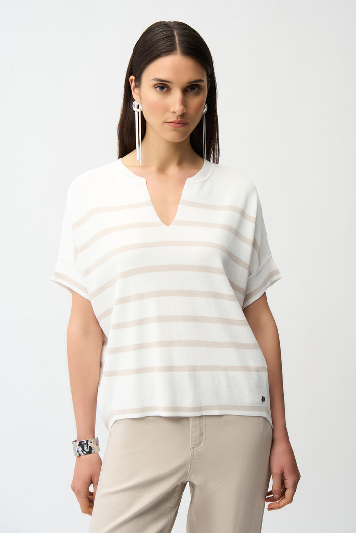 STRIPE SPLIT NECK TOP