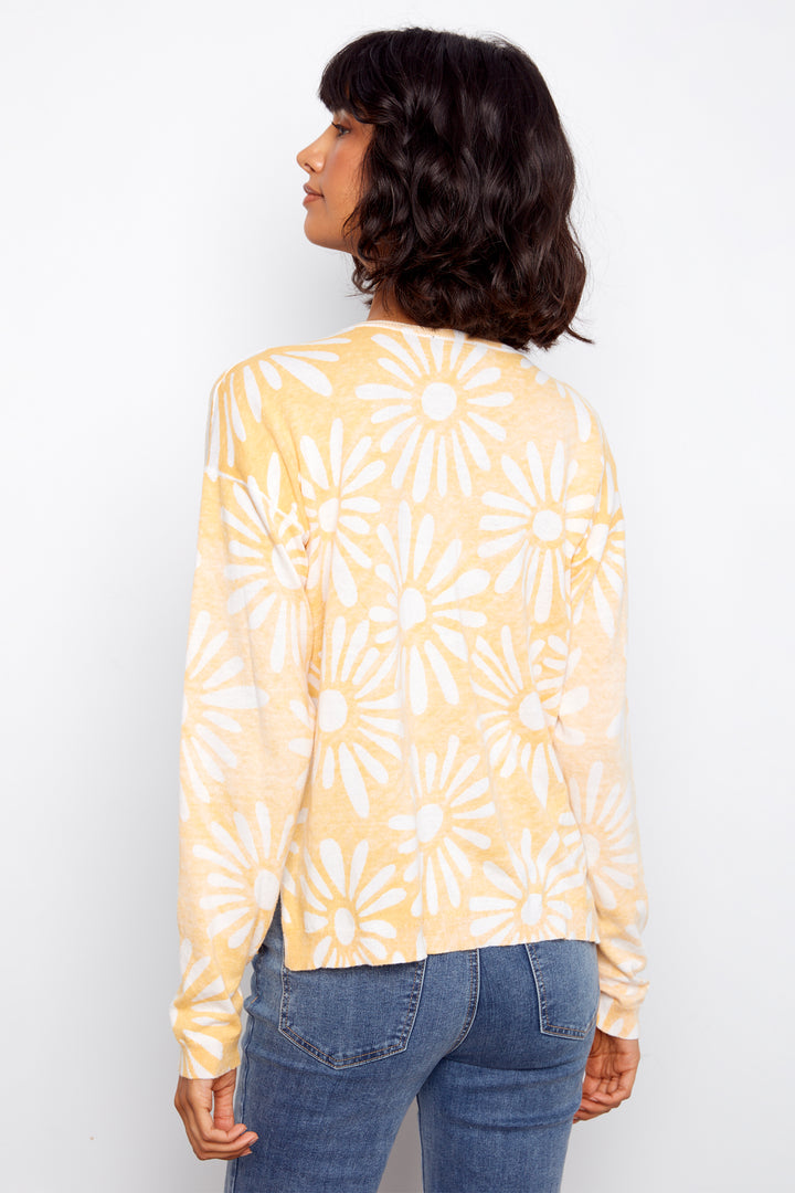 DAISY PRINT LS V-NECK