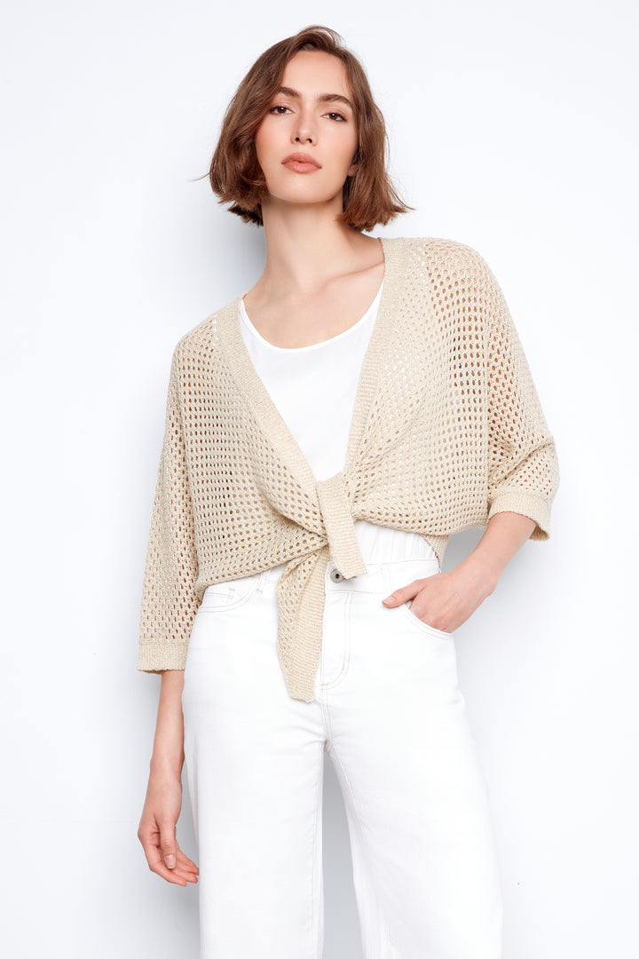 LUREX CROCHET TIE FRONT CARDI