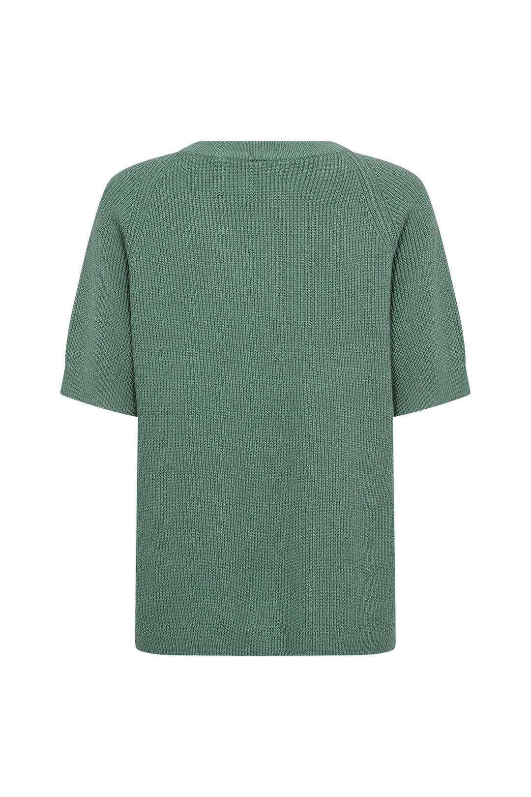 Green ribbed t-shirt on a white background