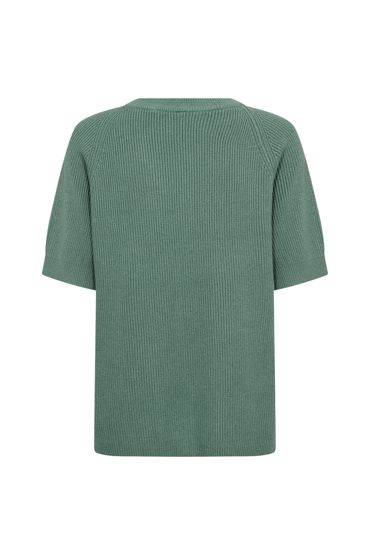 Green ribbed t-shirt on a white background