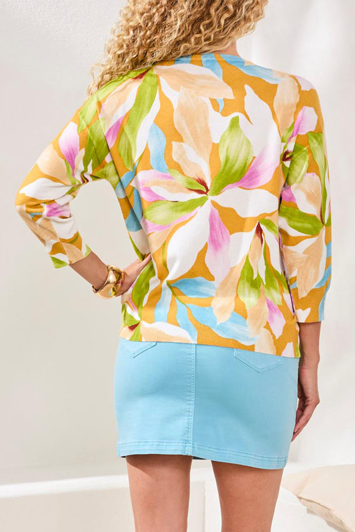 FLORAL 3/4 SLEEVE SWEATER TOP