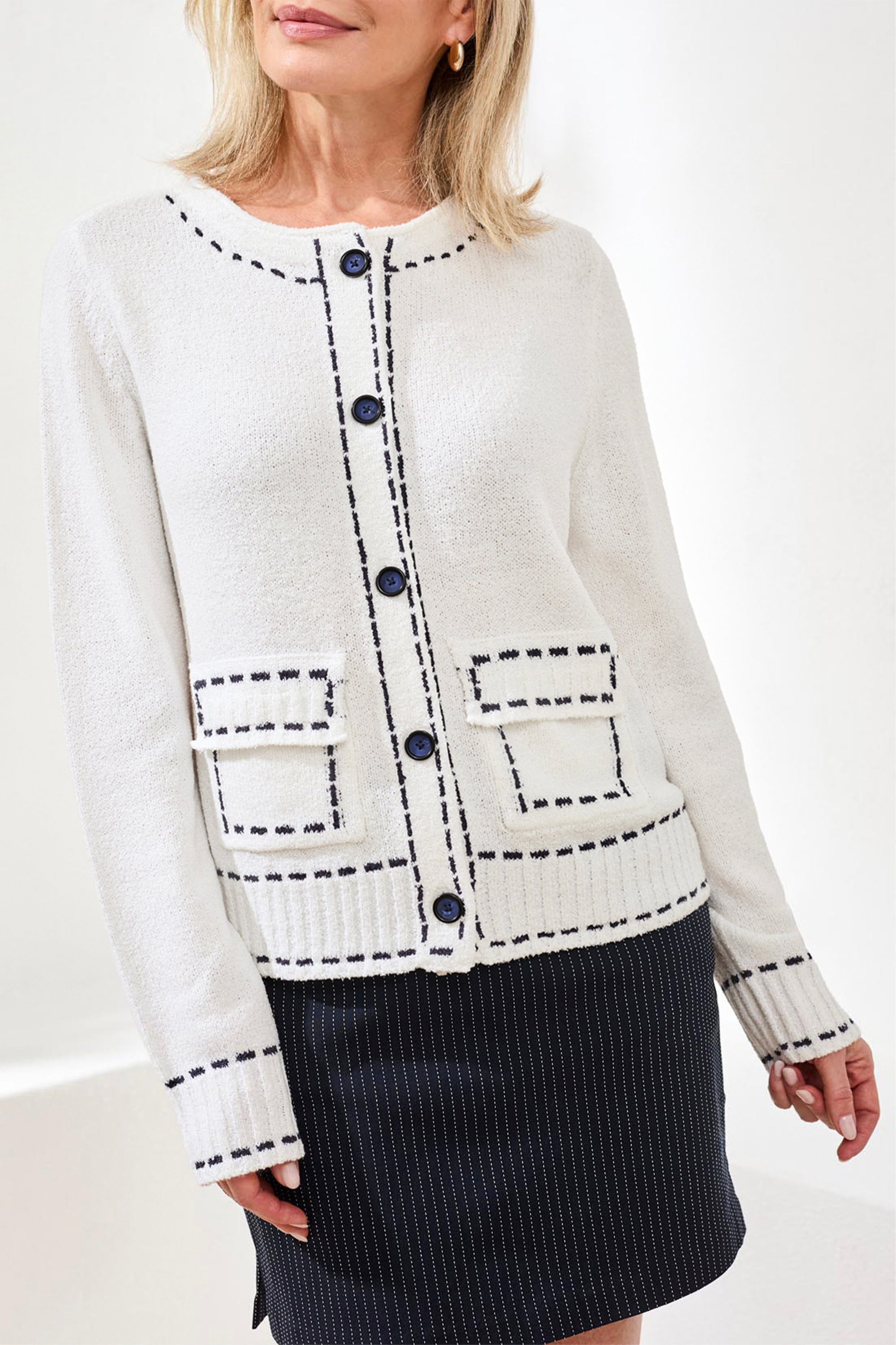 CONTRAST STITCH CARDIGAN – Aldila Boutique