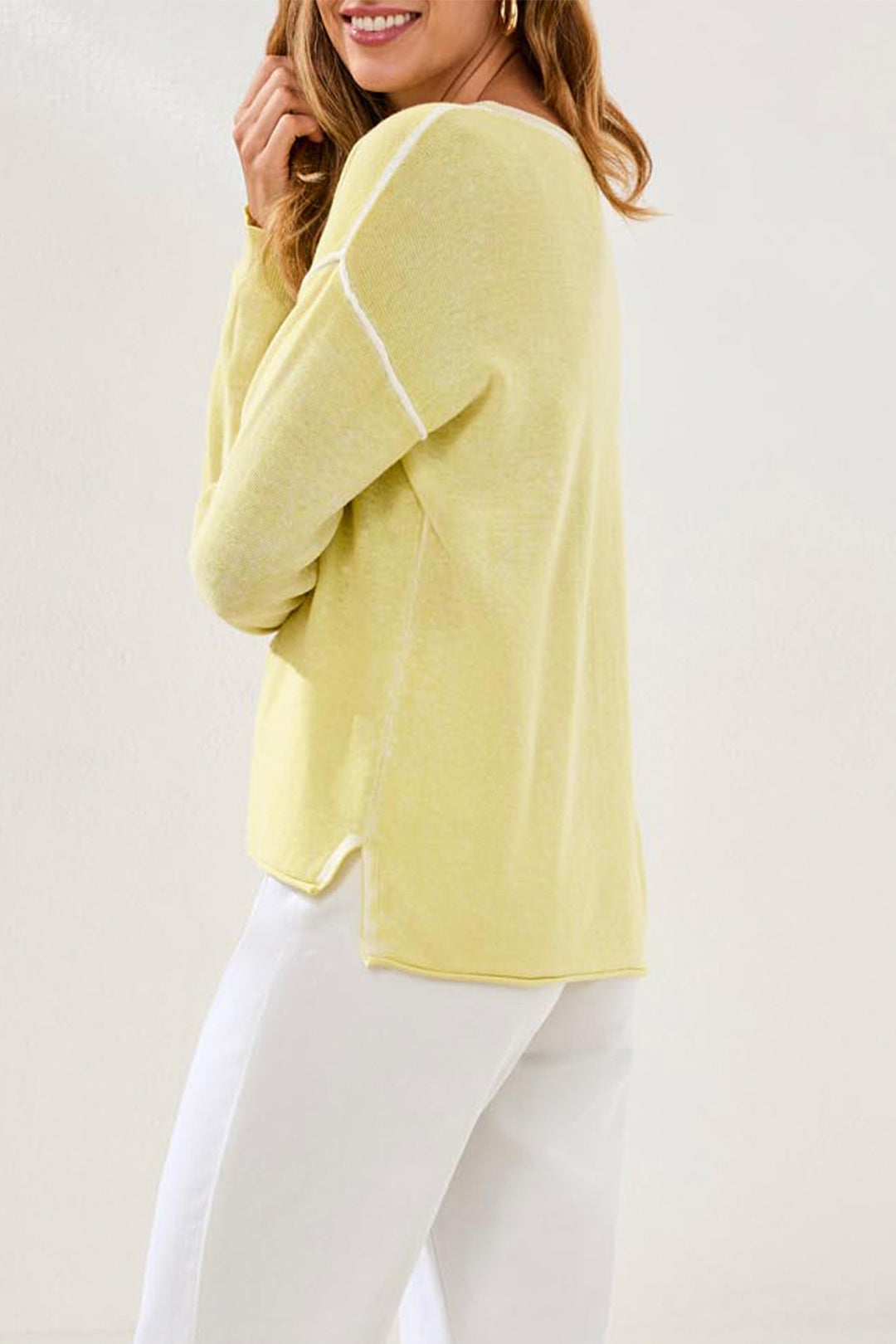 WASHED L/S  V-NECK TOP