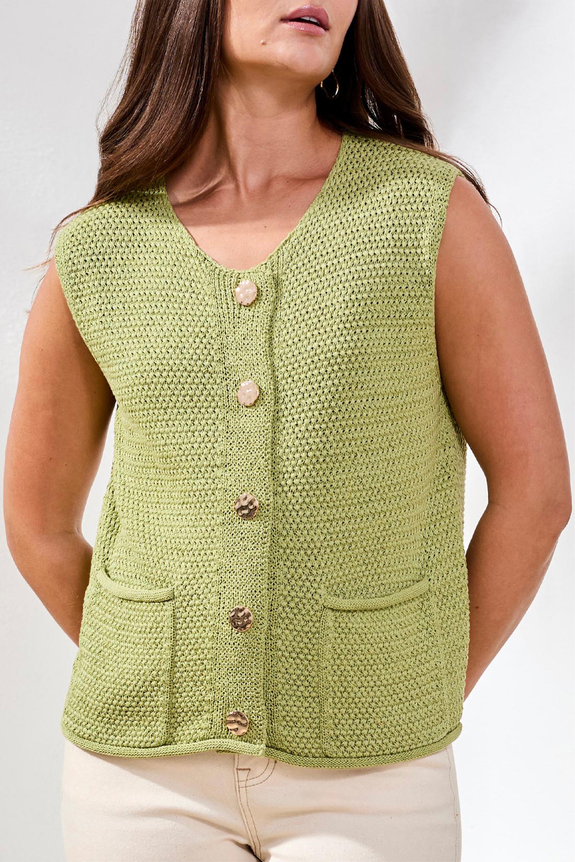 SLY - SLY❤︎ TAPE YARN KNIT VEST TAPEYARN TEXTURED KNIT VEST TOP – Aldila Boutique