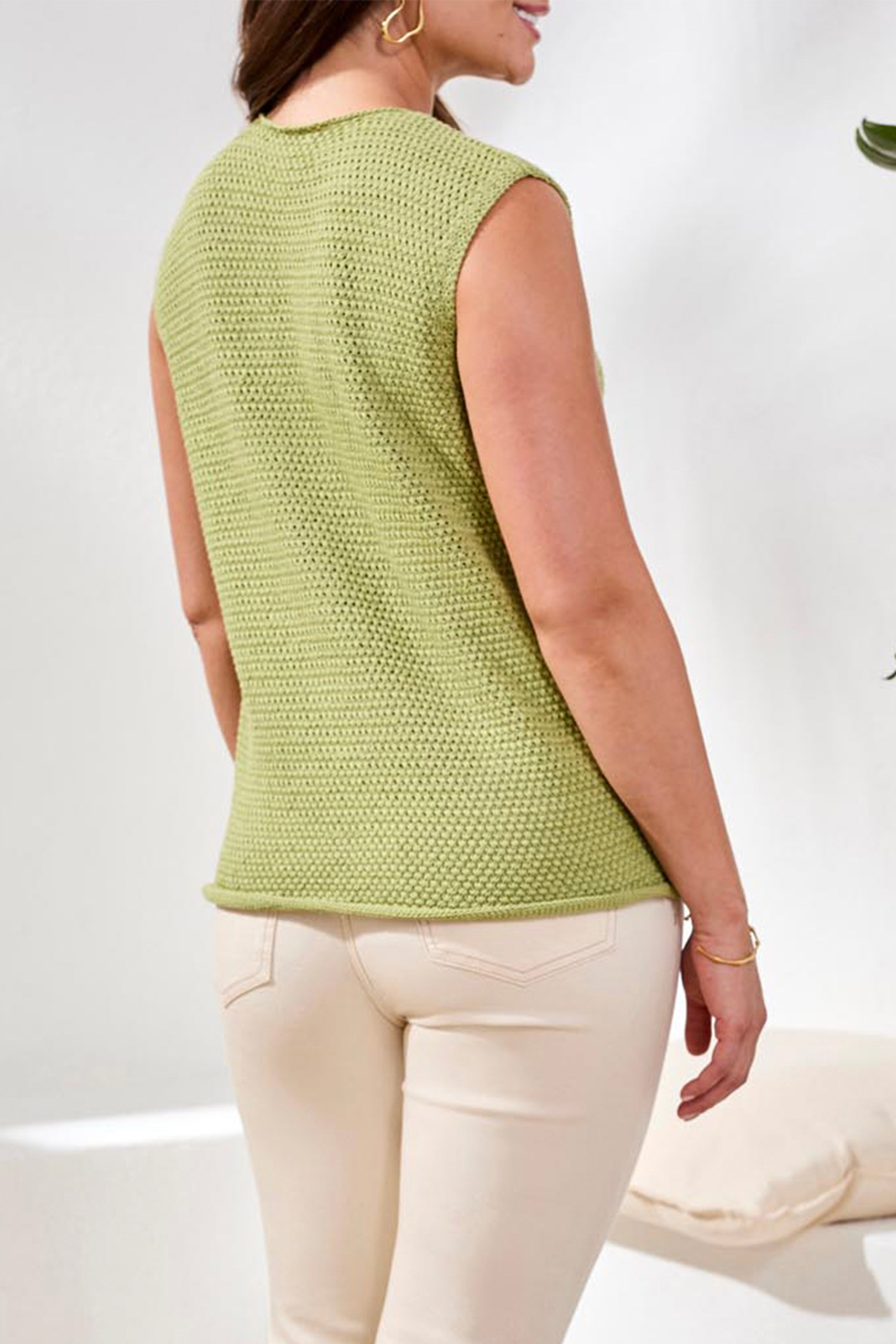 TAPEYARN TEXTURED KNIT VEST TOP – Aldila Boutique