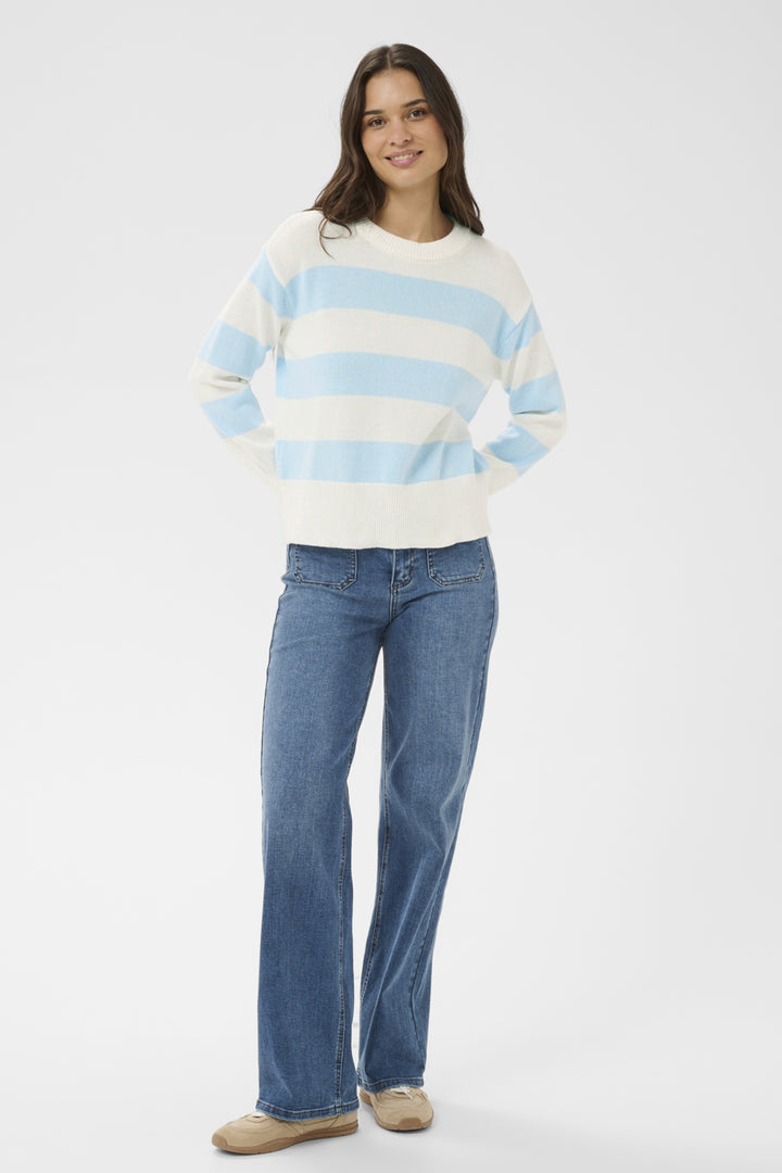 LS STRIPED CREW NECK