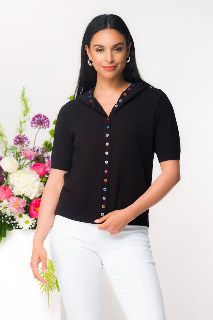 SS CARDI WITH MULTICOLOUR BUTTONS