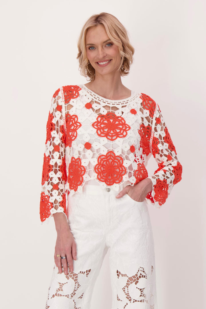 FLORAL CROCHET SWEATER TOP