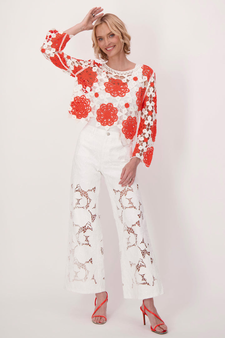 FLORAL CROCHET SWEATER TOP
