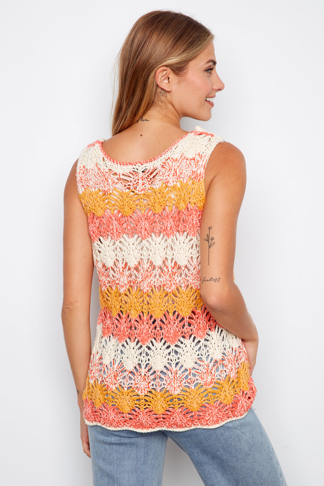 CROCHET STRIPE VEST TOP