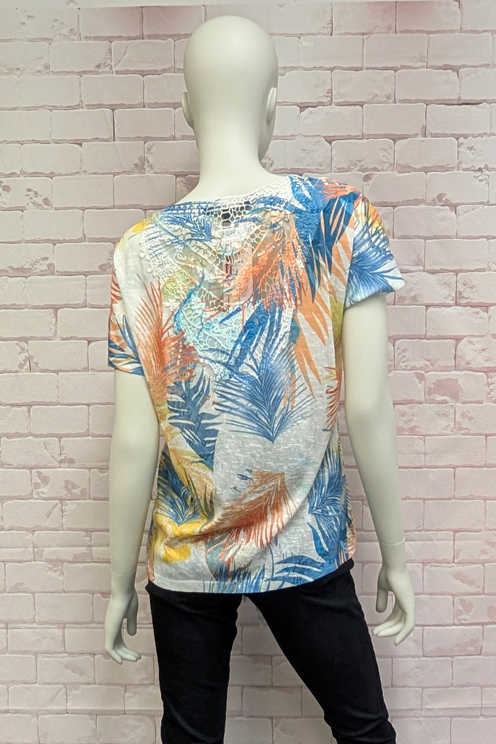 PALM LEAVES TIE FRONT TOP