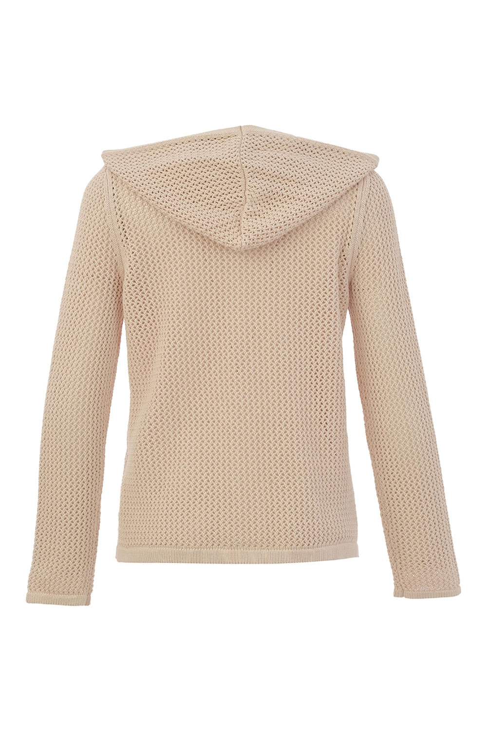Beige knitted hoodie on a white background