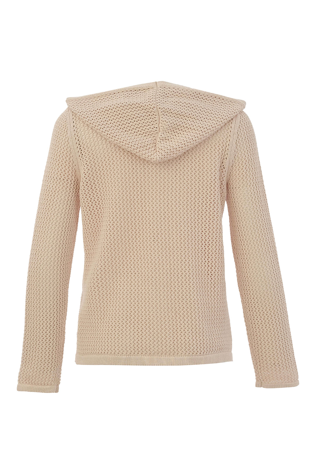 Beige knitted hoodie on a white background