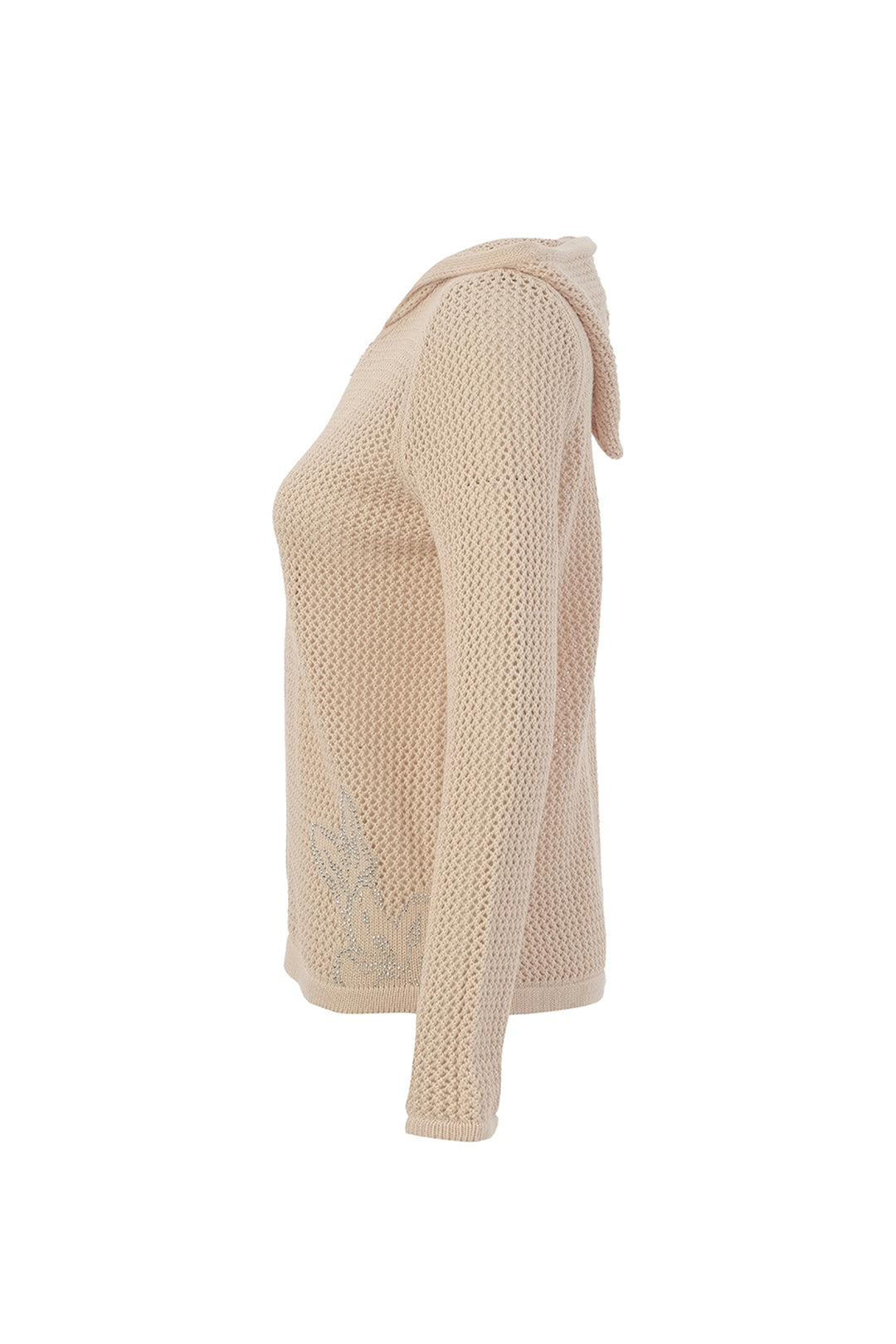 Beige knitted cardigan on a white background