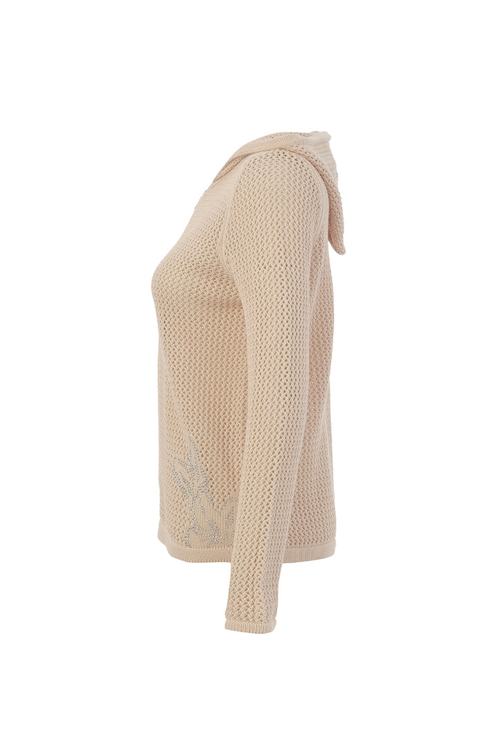 Beige knitted cardigan on a white background