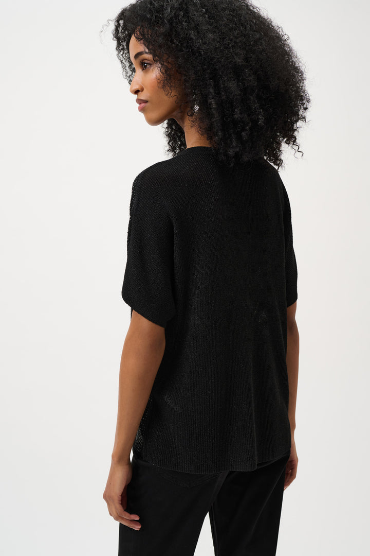 METALLIC KNIT SS TOP WITH RHINESTONES