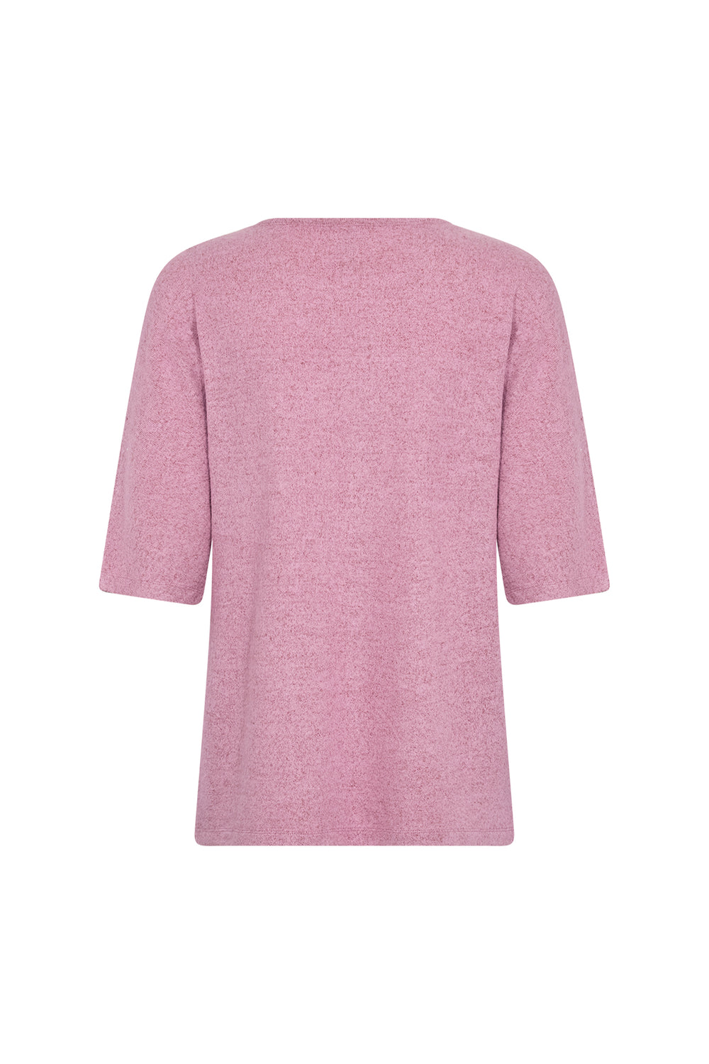 women's light pink pullover sweater with flower front design on a white background. 