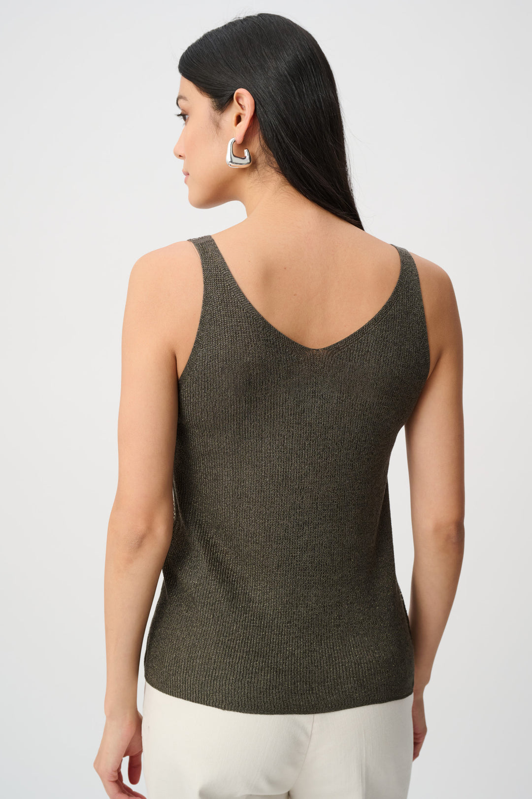 METALLIC KNIT CAMI WITH RHINESTONES