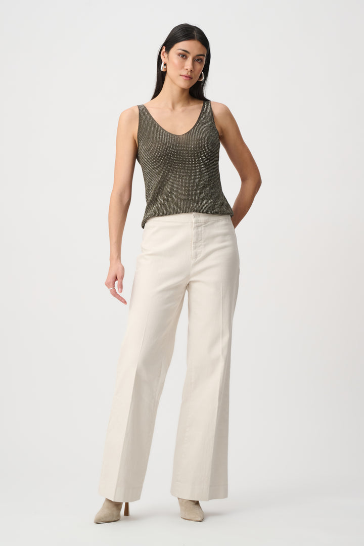 METALLIC KNIT CAMI WITH RHINESTONES