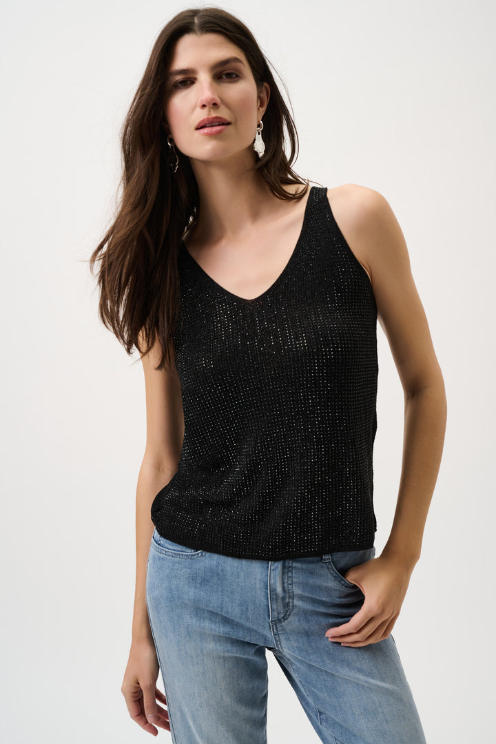 METALLIC KNIT CAMI WITH RHINESTONES