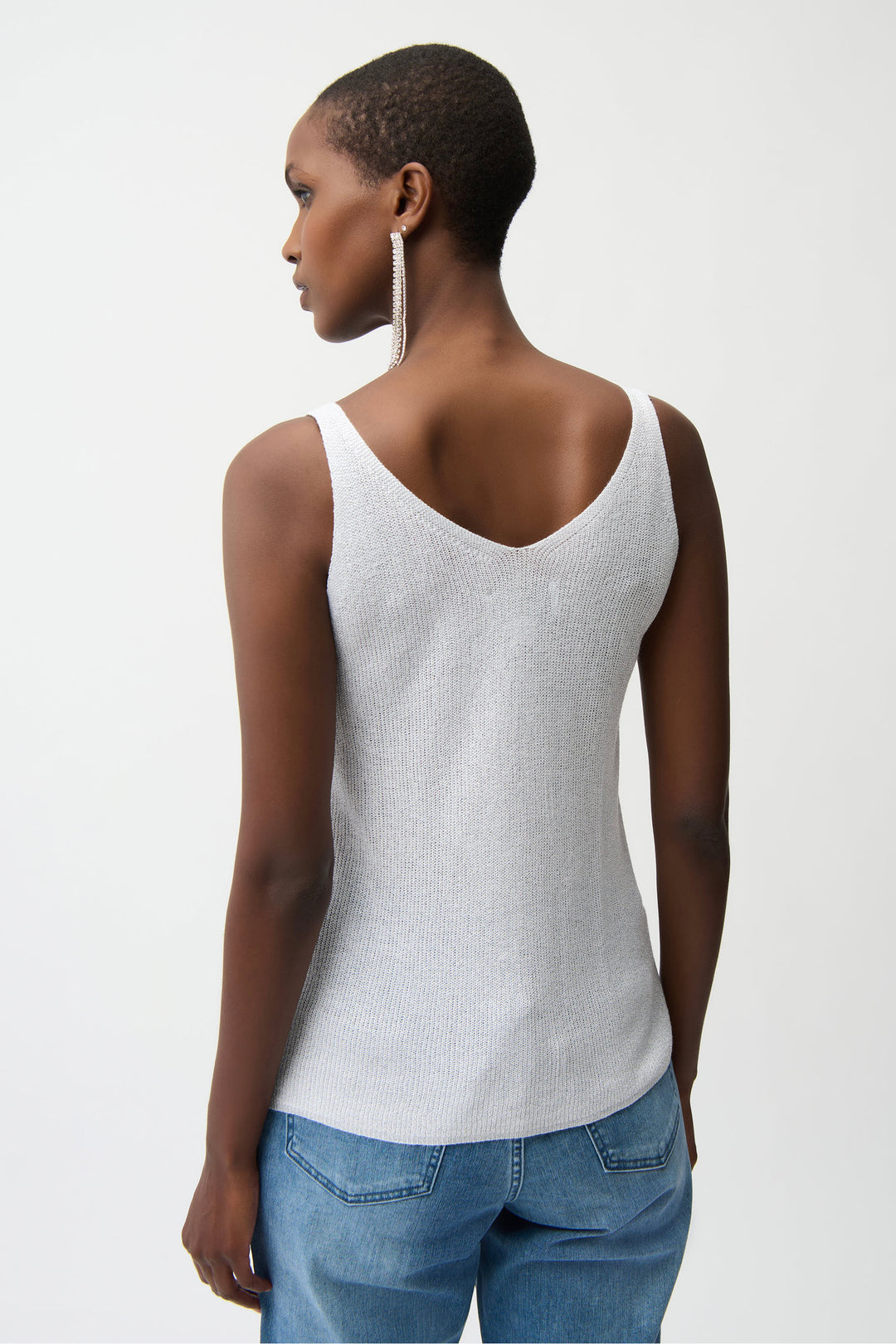 METALLIC KNIT CAMI WITH RHINESTONES
